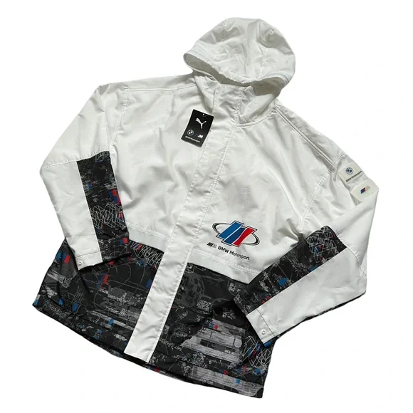 PUMA Men's BMW Motorsport Woven Hooded Jacket White - Picture 2 of 12
